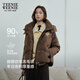 Teenie Weenie小熊女裝羽絨服冬季休閑時(shí)髦甜萌仿羊羔毛拼接外套 棕色 M