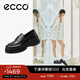 愛(ài)步（ECCO）厚底樂(lè )福鞋女倪妮同款英倫風(fēng)一腳蹬厚底增高牛皮女鞋 蹤跡220723 黑色22072301001 36 （尺碼偏?。? title=