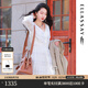 歌力思（ELLASSAY）博主同款春秋新款法式V領(lǐng)氣質(zhì)留洋千金高腰顯瘦長(cháng)款小白裙女 白色織提花繡花 XS