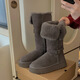 UGG MADE IN AUSTRALIA SINCE 1910官方正品高筒灰色雪地靴女2025冬季新款厚底加絨加厚中長(cháng)筒雪地棉 灰色長(cháng)筒35