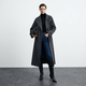 九上錦【達人嚴選】立領(lǐng)雙面初剪羊毛大衣秋冬時(shí)尚氣質(zhì)百搭顯瘦66006 灰色 S