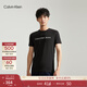 Calvin KleinJeans夏季男女情侶中性休閑年輕多色ck印花修身打底短袖T恤上衣 BEH-太空黑 L （推薦145-160斤）