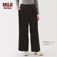 MUJI女式 木棉混燈芯絨 抽褶寬版褲褲子女款女裝25年冬季BE1XPA5A 深棕色 L （165/70A）