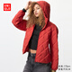 優(yōu)衣庫女裝PUFFTECH空氣棉服連帽外套478571 15 珊瑚紅色 L