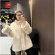 皮爾卡丹（pierre cardin）韓版中古環(huán)保貂毛中長(cháng)款立領(lǐng)寬松皮草女毛毛外套感皮毛一體冬 奶油白 M