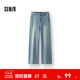 森馬（Semir）森柔牛仔|牛仔褲女工裝風(fēng)長(cháng)褲2025夏季新款純棉闊腿褲酷颯風(fēng) 牛仔藍80317 XL 170/74A