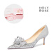 HOLY ROSE【星辰佳人】圣潔玫瑰2025水晶高跟鞋婚鞋成人禮情人節禮物單鞋 銀色星辰佳人 6cm 38
