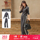 駱駝（CAMEL）立領(lǐng)健身女裝撞色修身兩件套運動(dòng)服 Y24CAWL6620 墨灰 S