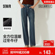 森馬（Semir）森柔|牛仔褲女冬搖粒絨直筒褲高腰2025酷颯風(fēng)拖地褲109725124006