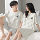 從心情侶睡衣夏季純棉短袖短褲圓領(lǐng)吊帶卡通大碼青少年學(xué)生家居服套裝 I2 23012-26012 L 男 [高165-175重100-130斤]