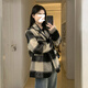 GARNUO格子短款毛呢外套女小個(gè)子秋冬季新款高級感西裝加厚羊毛呢子大衣 格子短款 S 【80-105斤】