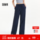 森馬【防曬UPF50+】休閑褲女涼感闊腿褲25夏季一褲兩穿褲子 深藍80839 M