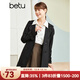betu百圖女裝韓版氣質(zhì)外套秋冬季小個(gè)子小眾款風(fēng)衣外套女 黑色 M