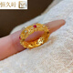 恒久葉復古黃金色紅鋯石花絲戒指鏤空宮廷國風(fēng)花邊四葉草精致高顏值指環(huán) 花絲鏤空戒指