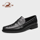 公羊男士商務(wù)休閑皮鞋男秋季新款真皮鱷魚(yú)紋時(shí)尚鞋子男百搭正裝小皮鞋 黑色0306 標準皮鞋碼 41