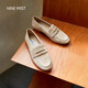NINE WEST/玖熙通勤樂(lè )福鞋反絨豆豆鞋女鞋 NF438016SK 杏色37