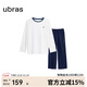 ubras水果系列套頭家居服套裝情侶睡衣女 女款長(cháng)袖長(cháng)褲-米白色 L