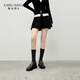 秋水伊人經(jīng)典百搭高腰百褶裙2025年秋季新款女簡(jiǎn)約通勤半身短裙 黑色 M