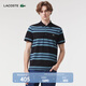 LACOSTE法國鱷魚(yú)男裝時(shí)尚商務(wù)通勤拼色條紋翻領(lǐng)短袖Polo衫|PH3839 IUI/藍黑拼色 M 4/175