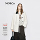 MO&Co.外套2025冬新品羔毛絨拼接素皮翻領(lǐng)機車(chē)風(fēng)中性襯衫廓形MBE4COTT24 米白色 S /160