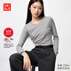優(yōu)衣庫女裝HEATTECH ULTRA WARM圓領(lǐng)T恤/長(cháng)袖保暖衣內衣478965 04 煙灰色 M