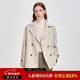 PRICH【100%綿羊毛】冬款平駁翻領(lǐng)雙排扣腰帶短款毛呢大衣女 64乳白色 S 160