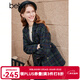 百圖betu女裝冬新款毛呢外套優(yōu)雅百搭復古格紋外套女2310T71 墨綠 M