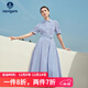Navigare意大利小帆船女X版短袖連衣裙通勤條紋襯衫裙2322875515 藍 XL 