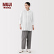 MUJI女式易干平紋七分袖長(cháng)上衣女士襯衫襯衣日系外套女裝25年秋季 白色 L (165/88A)