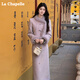 La Chapelle拉夏貝爾冬季新中式國風(fēng)羽絨服女短款保暖外套巨好看紫色毛呢套裝 霧柔紫羽絨外套+半身裙套裝裙 【卡碼拍大】 XL 120-130斤