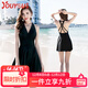 佑游泳衣女連衣裙泡溫泉保守小胸聚攏性感顯瘦泳裝四件套19414黑色XL