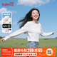 班尼路（Baleno）白色正肩長(cháng)袖T恤女2025秋冬季新款寬松純棉打底衫女裝內搭上衣服