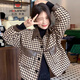 AEMAPE小香風(fēng)外套女春秋冬季韓系2025新款小個(gè)子千鳥(niǎo)格短款夾克上衣chic 咖啡色 L -105-115斤拍