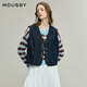moussy 春季新品復古風(fēng)口袋拼接短款馬甲外套女028JSC10-1009 110藍色 均碼