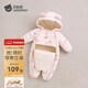 貝肽斯嬰兒衣服寶寶連體衣保暖外出棉服冬季加絨加厚夾棉連帽哈衣 粉色彩虹 73cm