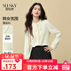 熙世界（sllsky）氛圍感韓系蕾絲衫秋冬潮流新款雪紡衫高級感上衣顯瘦百搭女裝襯衫 奶油杏 S