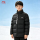 李寧（LI-NING）童裝冬季兒童羽絨服男女保暖中大童青少年運動(dòng)冬天85%鴨絨外套 黑色 160