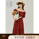 紫涵森系連衣裙女高腰長(cháng)款連衣裙夏季新款法式浪漫長(cháng)裙高級感 復古紅 XL