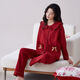 秋冬季紅色睡衣雙面睡衣開(kāi)衫長(cháng)袖長(cháng)褲紅色家居服結婚套裝新中式 娃娃領(lǐng)  2401 M ：【推薦80-95斤】