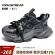 暴力熊（VIOLENTBEAR）男鞋老爹鞋秋冬新款網(wǎng)面透氣運動(dòng)鞋增高休閑時(shí)尚百搭潮牌女鞋情侶 灰擦（單里） 41