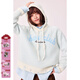 CHUU字母連帽針織衫女2025年冬季新品學(xué)院風(fēng)破洞抽繩寬松長(cháng)袖上衣 白色 均碼