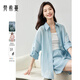 梵希蔓萊賽爾防曬襯衫套裝女2025年夏新款襯衣短褲洋氣搭配兩件套 M7620 藍色 L