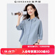 佐丹奴知識分子風(fēng)襯衫女純棉府綢破骨連肩中袖襯衣女05345463