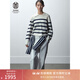 ERDOS【善系列】翻領(lǐng)抽條羅紋寬松?；陾l紋女套衫羊絨衫 初絨 白 165/88A/L
