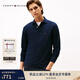 Tommy Hilfiger25秋冬新款男裝商務(wù)休閑青年純色小繡標修身翻領(lǐng)長(cháng)袖T恤POLO衫 藏青色DW5 2XL