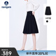 Navigare意大利小帆船半身裙女春秋季百搭a字裙時(shí)尚百褶裙顯瘦通勤半裙女 暗夜黑 2XL