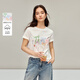 茵曼（INMAN）白色蝴蝶結印花圓領(lǐng)T恤2026夏季女裝新款休閑百搭短袖上衣 白色 S