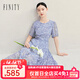 菲妮迪（FINITY）連衣裙2025年夏季新款簡(jiǎn)約氣質(zhì)優(yōu)雅印花短袖裙子女 藍色印花 XL