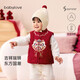 babylove嬰兒馬甲冬季寶寶夾棉保暖紅色過(guò)年背心新年坎肩拜年服赤金醒瑞