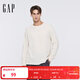 GAP男女裝2025秋季新款LOGO華夫格長(cháng)袖T恤休閑常規上衣美版 米色 S 美碼 M亞洲碼175/92A